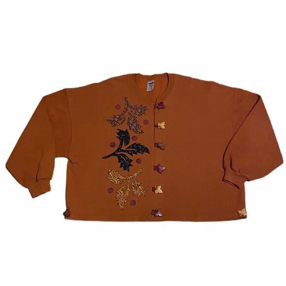 Jerzees Super Sweats NuBlend Fall Leaves Cardigan Sz XL - Picture 1 of 10